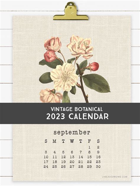 Printable 2023 Botanical Calendar Live Laugh Rowe