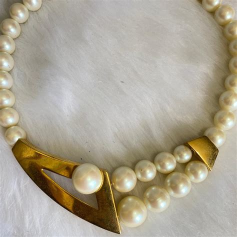 Richelieu Vintage Gold Pearl Necklace Womens Fashion Jewelry