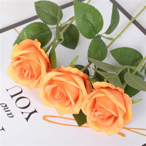 factory wholesale rose single artificial flower real touch rose flower for wedding decoration