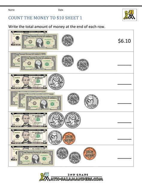 94 Math Worksheet Money 2nd Grade