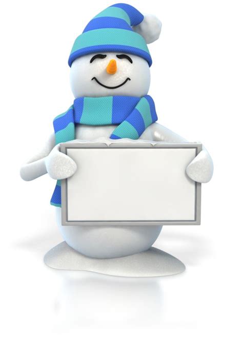 Winter Snowman Holding Blank Sign Great Powerpoint Clipart For