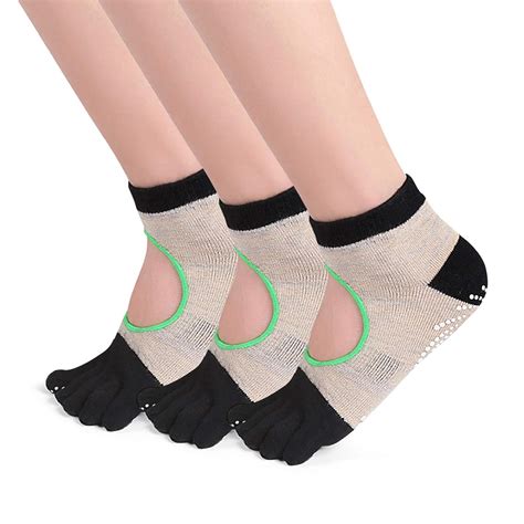 Decdeal Non Slip Full Toe Yoga Socks With Grips For Women Pilates Barre Dance Fitness Amazon In