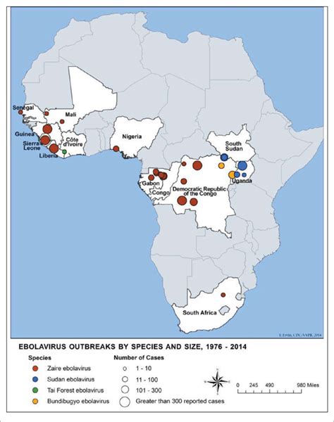 Both viruses are native to africa, where sporadic outbreaks have occurred for decades. Ebola virus disease outbreaks, 1976-2016 displaying ...