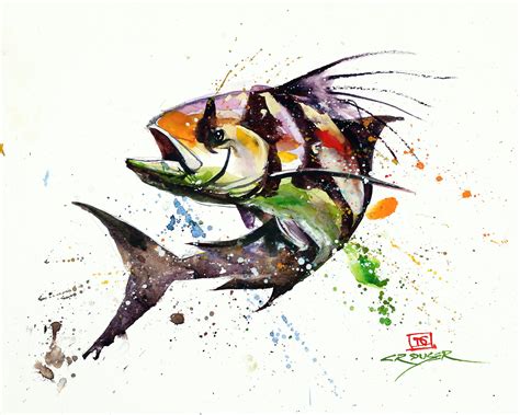 Roosterfish Watercolor Saltwater Fish Print By Dean Crouser Etsy
