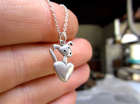 Little Puppy Necklace Sterling Silver Dog Charm Pendant Etsy