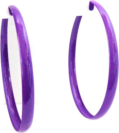 Purple Hoop Earrings Large Shiny Purple 3 Inch Medium Thick Hoop Earrings Amazonca Jewelry