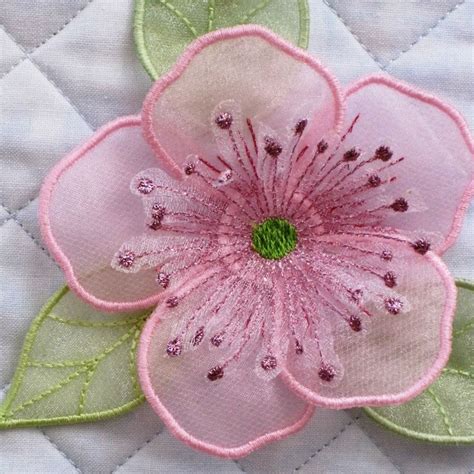 Cherry Blossom 3D Organza Machine Embroidery Design Flower Machine