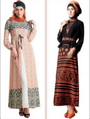 Kombinasi antara brokat dan batik paling sering dilakukan untuk membuat dress panjang. Model Baju Gamis Batik Kombinasi Brokat