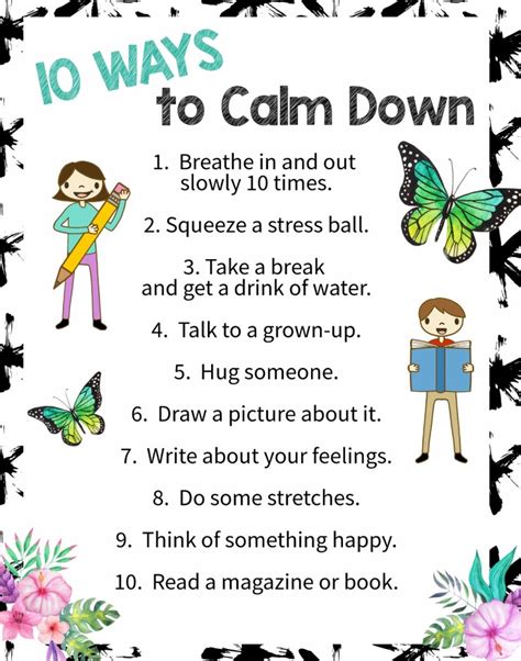 10 Ways To Calm Down A Free Printable Poster Art Is Basic An