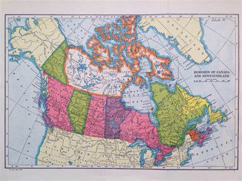1940s-canada-original-vintage-map-dominion-of-canada-and-etsy-vintage-map,-map,-colorful