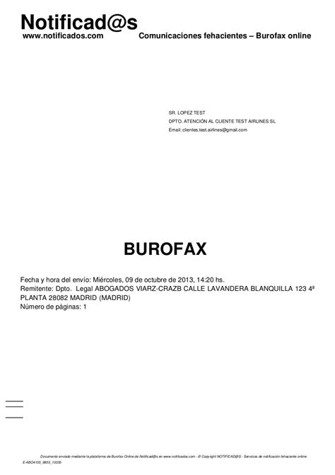 Ejemplo Burofax Electrónico Creado Mediante Plantilla En Notificads