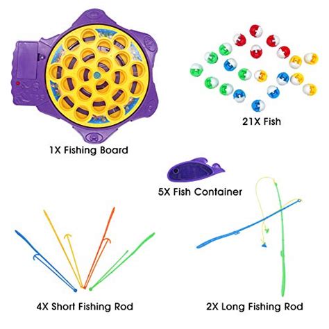 Electronic Fishing Game Toy With Rods Pole Rotating Board Musical Fish