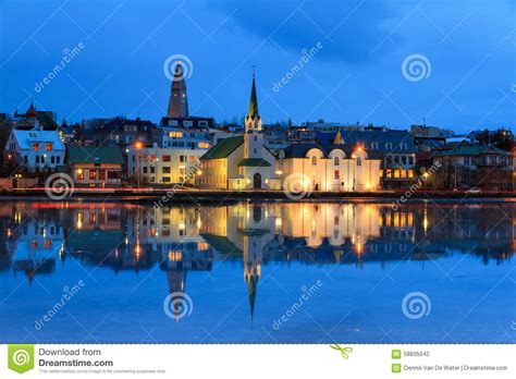 Blue Hour Reykjavik Stock Photo Image Of Capital Clouds 58835042