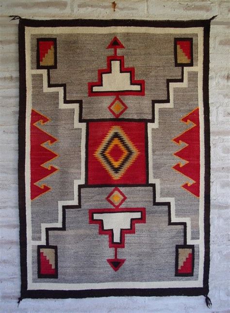 Ght 2042 Antique Red Mesa Storm Pattern Navajo Rug Native American