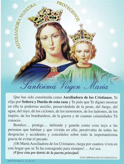 Bendición María Auxiliadora Catholic Prayers Blessed Mother
