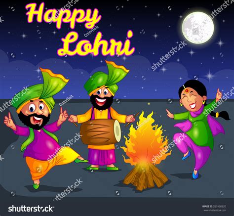 $ share on facebook, twitter etc. Happy Lohri Stock Vector Illustration 357498320 : Shutterstock