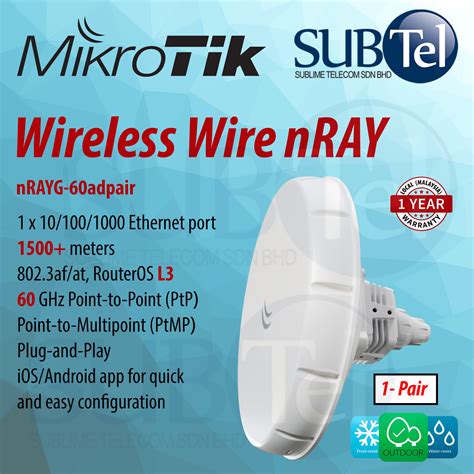 Mikrotik NRAYG 60adpair Wireless Wire NRAY Antenna Point To Point PtP