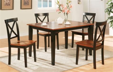5pc Two Tone Medium Cherry Black Kitchen Table And Chairs