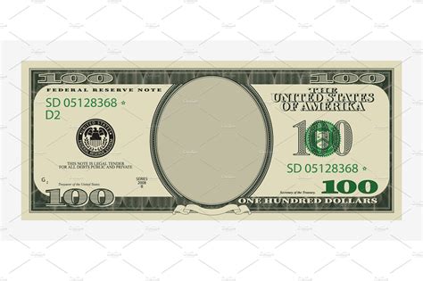 One Hundred Dollars Bill Template Finance Illustrations Creative Market