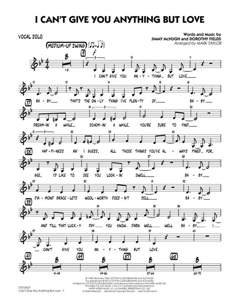 Mark Taylor I Cant Give You Anything But Love Key B Flat Vocal Solo Sheet Music