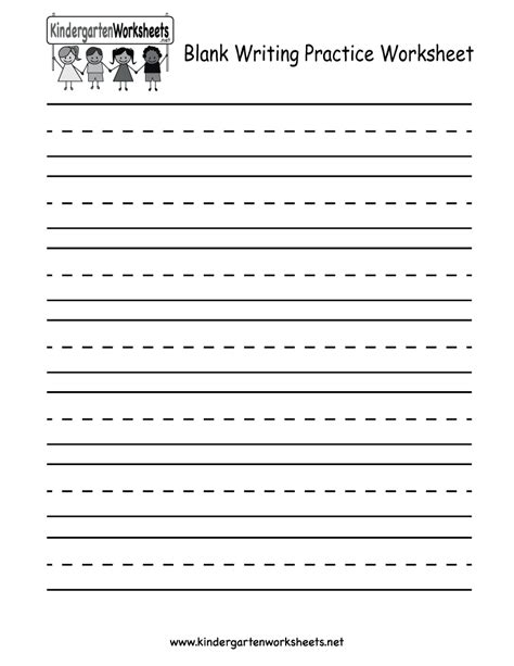 Free Printable Blank Writing Practice Worksheet for Kindergarten