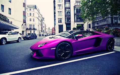 Purple Sports Coupe Lamborghini Car Purple Cars City Hd Wallpaper