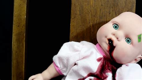 Horror Clip Childs Toy Doll Vomits Blood Eyes Blacken And Skin