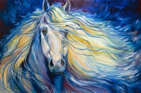 Equine Art Original Oil Painting ~ Stardust 3624 ~ Horse Blue By Artist
