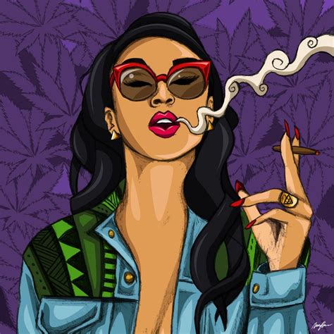 Cartoon Smoke Cartoon Art Cartoon Drawings Pop Art Girl Black Girl Art Cannabis Blunt Art