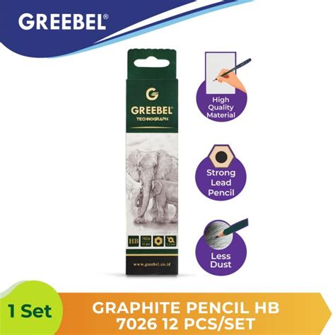 Greebel 7026 Technograph Graphite Hexagonal Pencil Hb 12 Pcsset