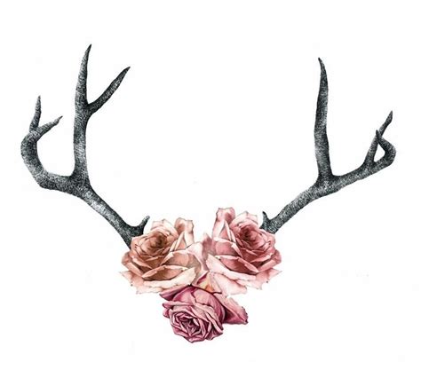 Great tattoo idea, a pair of antler with roses | Antler tattoo, Antler ...