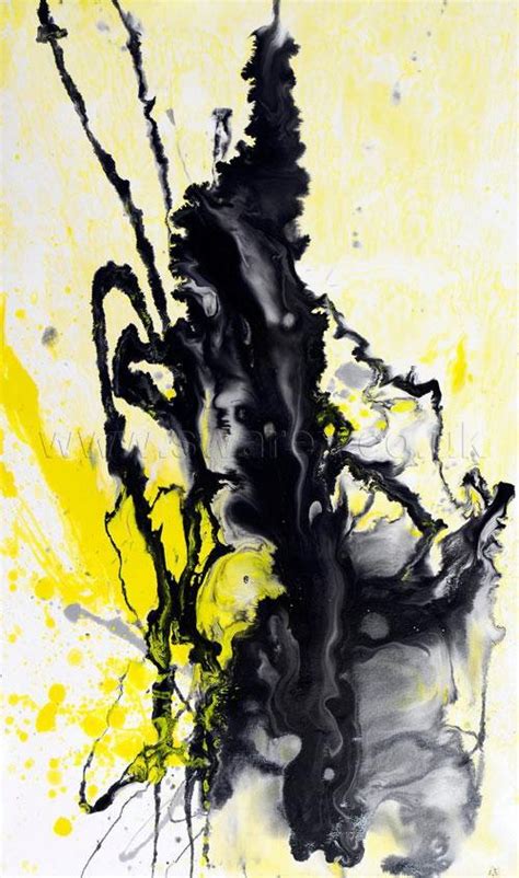 Small Yellow And Black Abstract Painting Stunning Original Splash Art