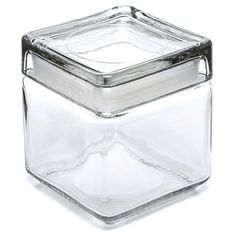 Square Glass Jar Set Of 4 Square Glass Jars Kitchen Canisters Square Jars