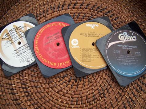 Repurposed Vinyl Record Coasters Etsy Vinyl Record Crafts Vinyl