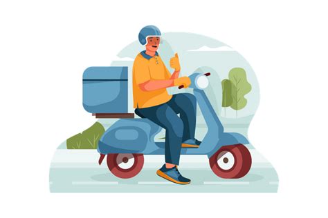 Best Premium Happy Delivery Man On The Way To Delivery Illustration