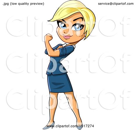 Clipart Of A Strong Independent White Business Woman Flexing Her Bicep