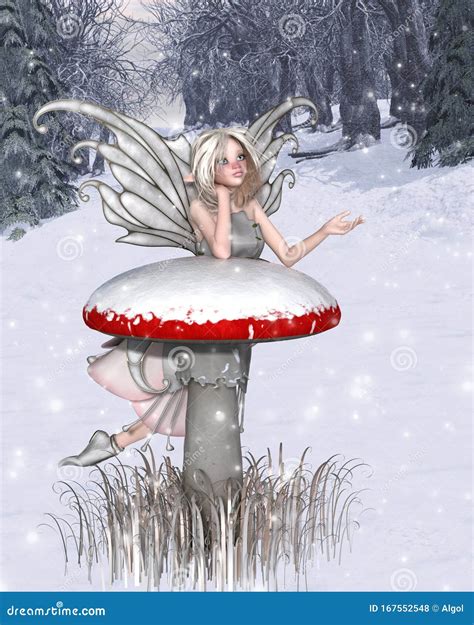 Cute Winter Fairy In Snowy Woodland Stock Illustration Illustration