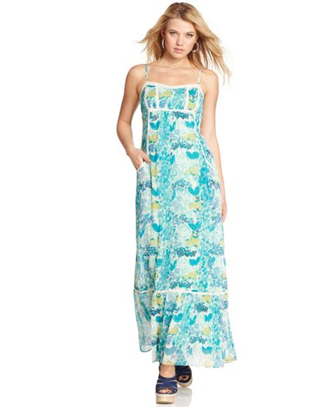 Jessica Simpson Dress Sleeveless Printed Lace Max Womens Maxi