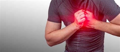 Heart Attack Man Clutching His Chest From Acute Pain Heart Attack
