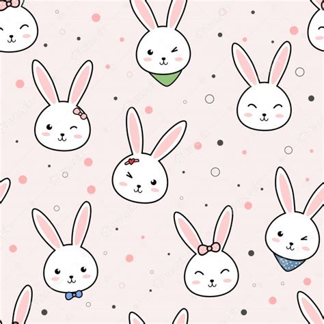Premium Vector Cute Rabbit Bunny Cartoon Doodle Seamless Pattern