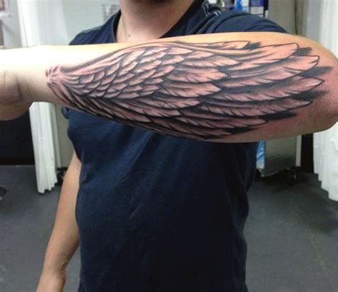 Cool Outer Forearm Wing Tattoo For Guys Wing Arm Tattoo Eagle Wing Tattoos Feather Tattoos