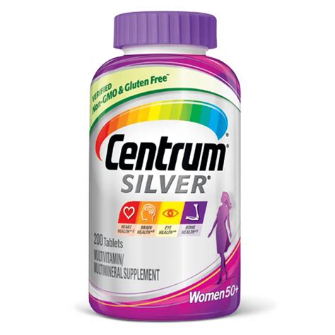 Centrum Silver Women 200 Count Complete Multivitamin Multimineral Supplement Tablet Vitamin