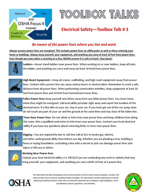 2018 Electrical Toolbox Talk 3 Power Lines Live Work Occupational