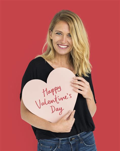 Cheerful Woman Holding A Valentines Free Photo Rawpixel