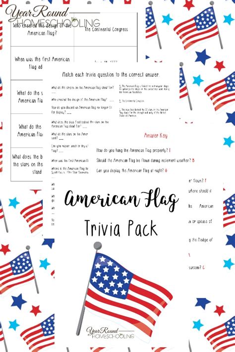 A nice quiet activity while you get ready for your party. American Flag Trivia Pack - Year Round Homeschooling