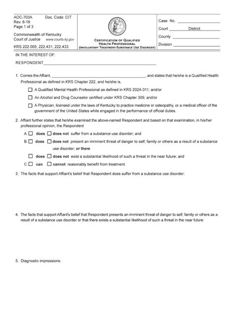 2019 2024 Form Ky Aoc 703a Fill Online Printable Fillable Blank