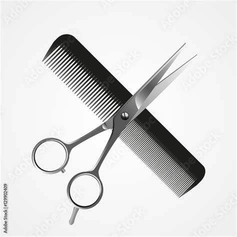 Vector Crossed Scissors And Comb Isolated On White Barbershop Concept