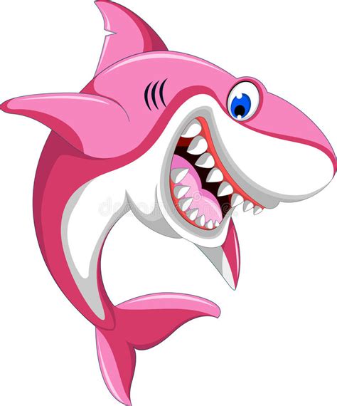 Happy Pink Cartoon Shark Stock Illustration Illustration