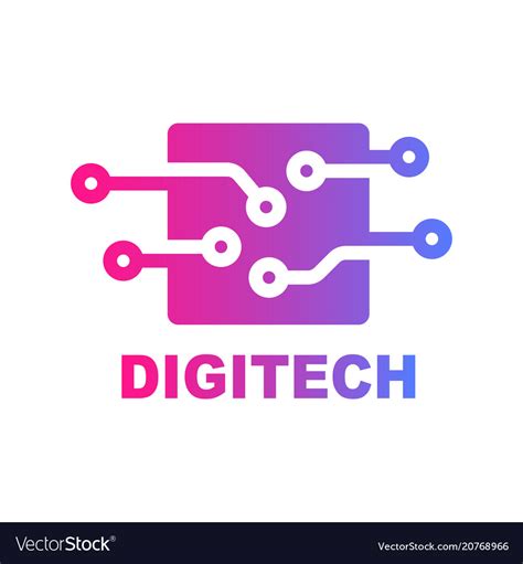 Digital Technology Logo Template Design Royalty Free Vector