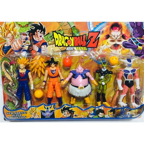 Kit Cartelado C05 Bonecos Dragon Ball Z Goku Frezza Vegeta Brinquedo Infantil Articulados